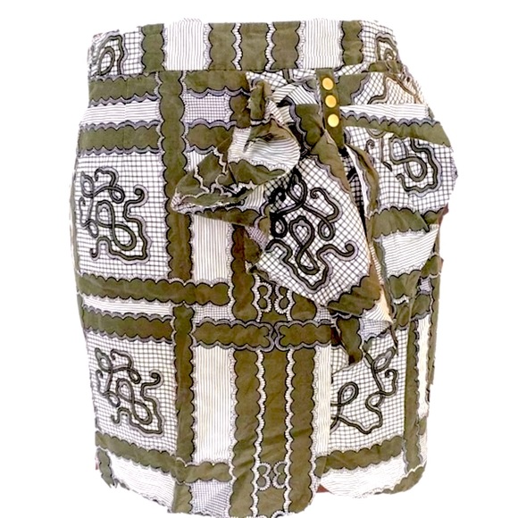 ANTHROPOLOGIE➕Leifsdottir Olive Bow Embellished Skirt - Picture 5 of 7